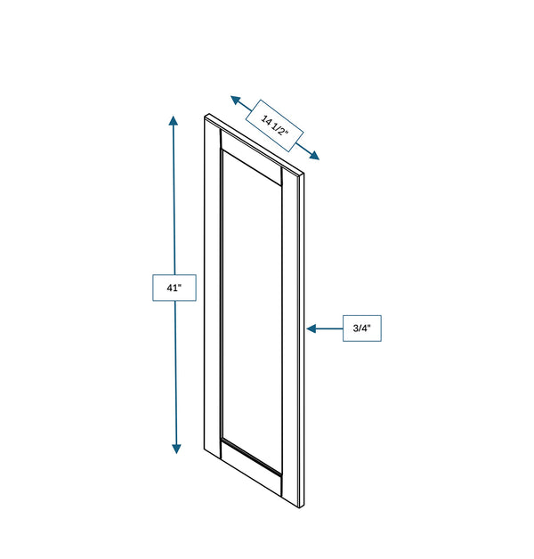 Malibu White Frosted Glass Door for 15 in. Wide x 12 in. Deep x 42 in. Tall - Wall Shaker Cabinet