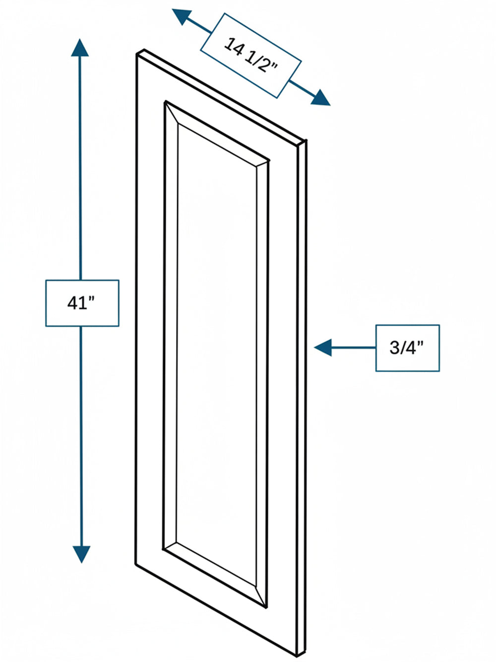 Harbour Town White Bevel Shaker Clear Glass Door  15 in. x 42 in.