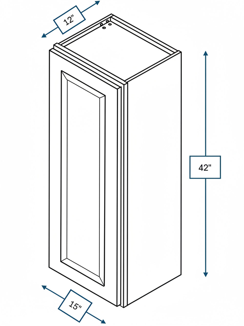 Wexford White Oak Bevel Shaker 15 in. x  42 in. Wall Cabinet