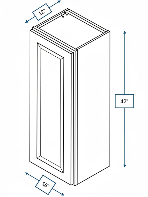 Broad Creek Blue Bevel Shaker 15 in. x  42 in. Wall Cabinet