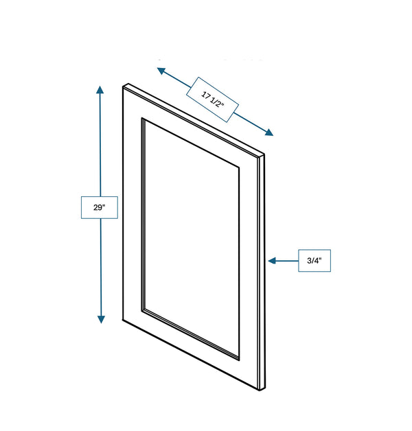 Platinum Grey Clear Glass Door for 18 in. Wide x 12 in. Deep x 30 in. Tall - Wall Shaker Cabinet