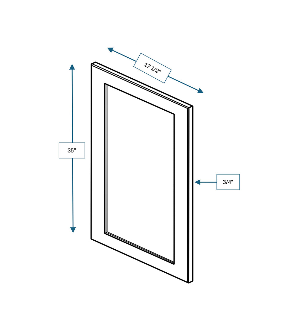 Hampton Pewter Clear Glass Door for 18 in. Wide x 12 in. Deep x 36 in. Tall - Wall Shaker Cabinet