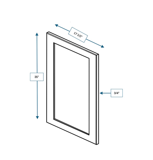 Hampton Pewter Clear Glass Door for 18 in. Wide x 12 in. Deep x 36 in. Tall - Wall Shaker Cabinet