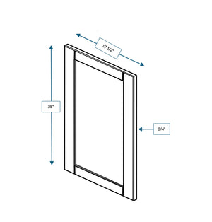 Malibu White Frosted Glass Door for 18 in. Wide x 12 in. Deep x 36 in. Tall - Wall Shaker Cabinet
