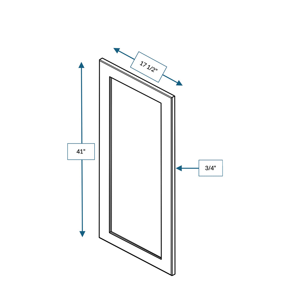 Hampton Pewter Clear Glass Door for 18 in. Wide x 12 in. Deep x 42 in. Tall - Wall Shaker Cabinet