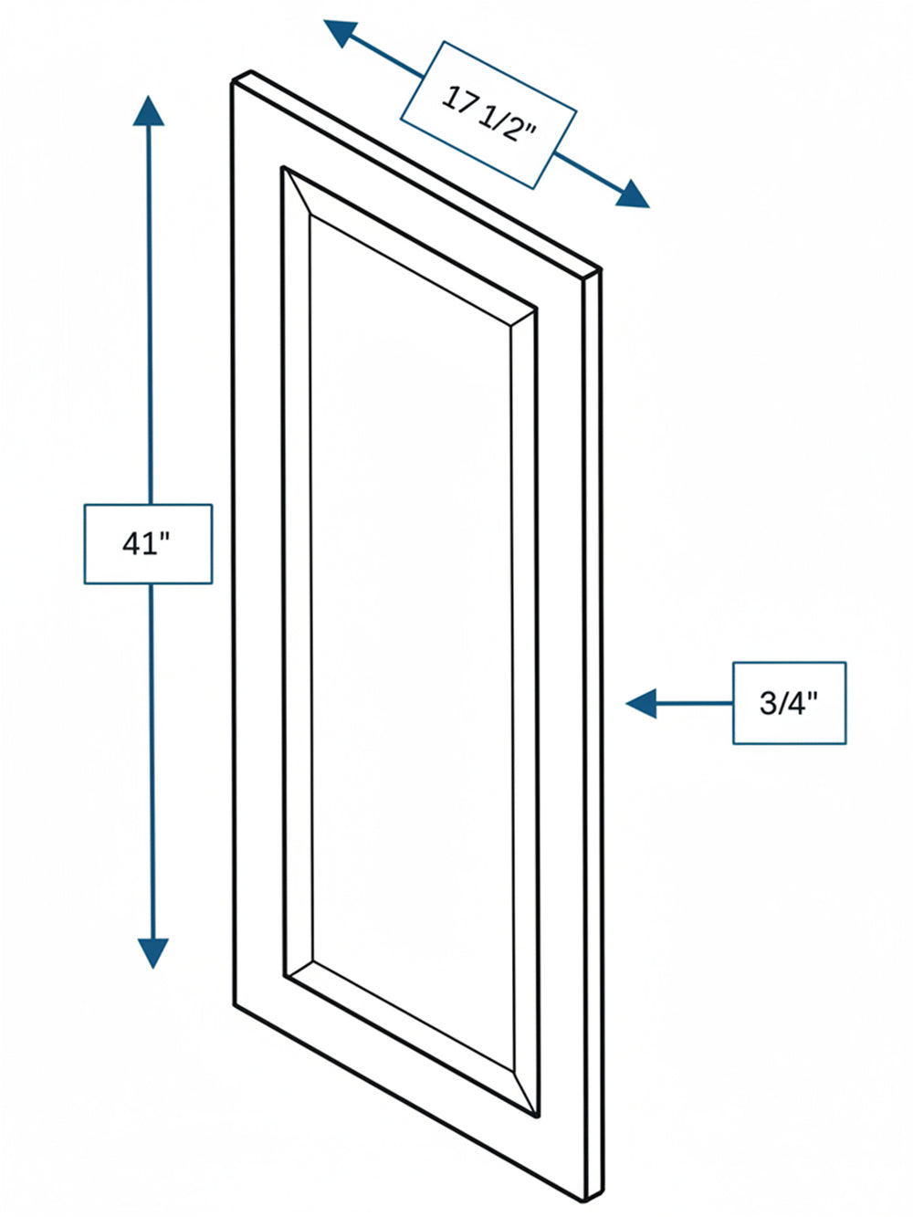 Broad Creek Blue Bevel Shaker Clear Glass Door  18 in. x 42 in.