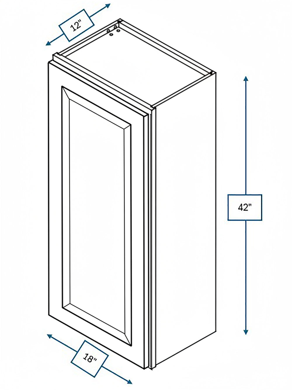 Broad Creek Blue Bevel Shaker 18 in. x 42 in. Wall Cabinet