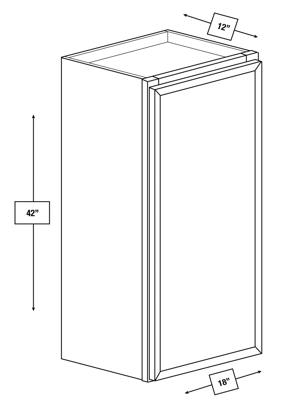 Broadway Black Slim Shaker 18 in. x 42 in. Wall Cabinet