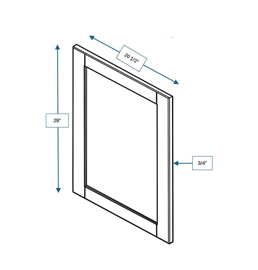 Malibu White Frosted Glass Door for 21 in. Wide x 12 in. Deep x 30 in. Tall - Wall Shaker Cabinet