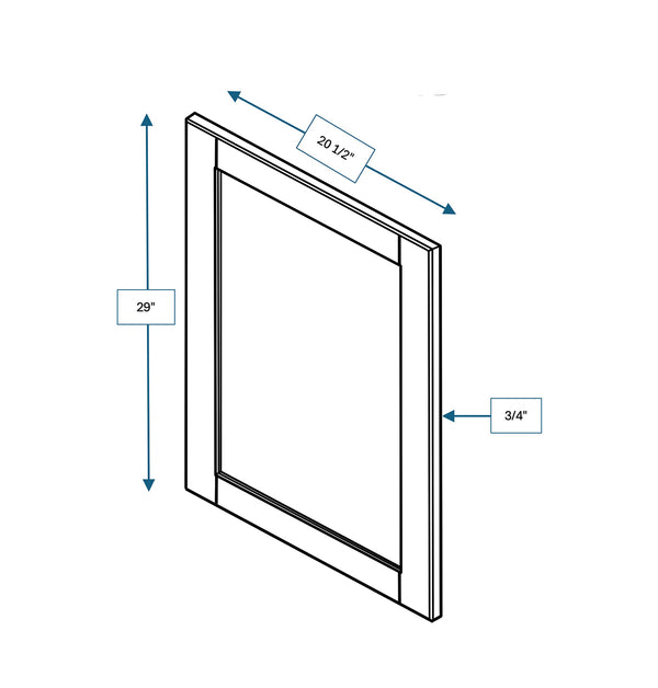 Malibu White Frosted Glass Door for 21 in. Wide x 12 in. Deep x 30 in. Tall - Wall Shaker Cabinet