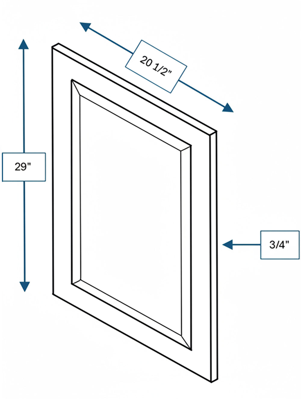 Sea Pines Green Bevel Shaker Clear Glass Door  21 in. x 30 in.