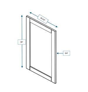 Malibu White Frosted Glass Door for 21 in. Wide x 12 in. Deep x 36 in. Tall - Wall Shaker Cabinet