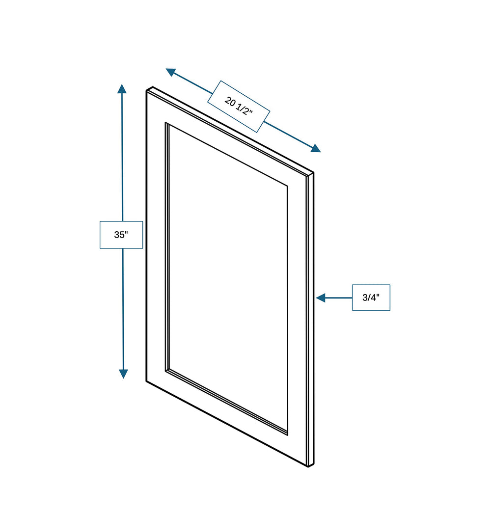 Hampton Pewter Clear Glass Door for 21 in. Wide x 12 in. Deep x 36 in. Tall - Wall Shaker Cabinet