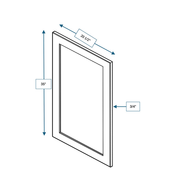 Hampton Pewter Clear Glass Door for 21 in. Wide x 12 in. Deep x 36 in. Tall - Wall Shaker Cabinet