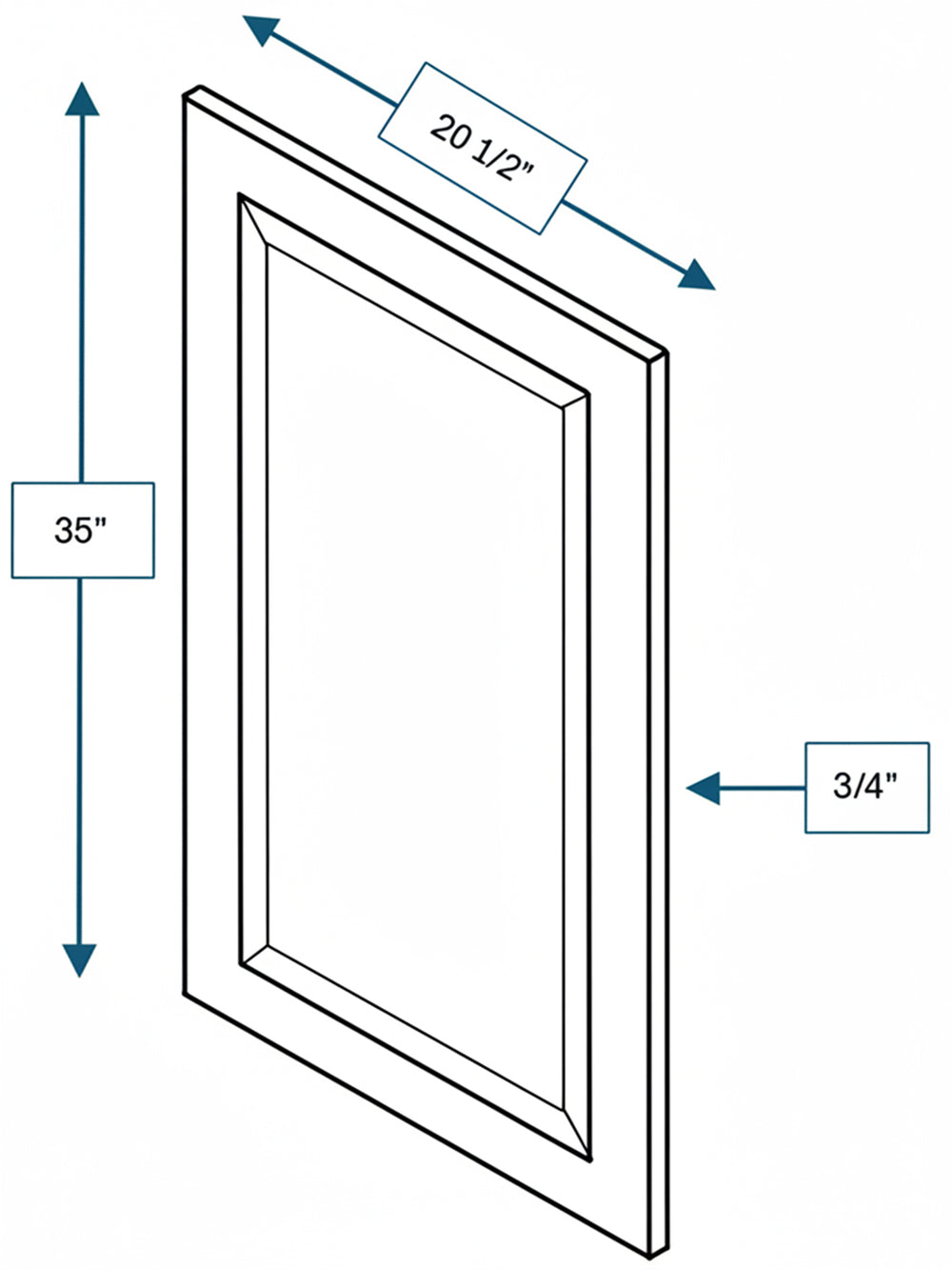 Broad Creek Blue Bevel Shaker Clear Glass Door  21 in. x 36 in.