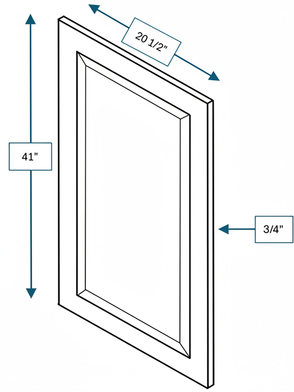 Harbour Town White Bevel Shaker Clear Glass Door  21 in. x 42 in.