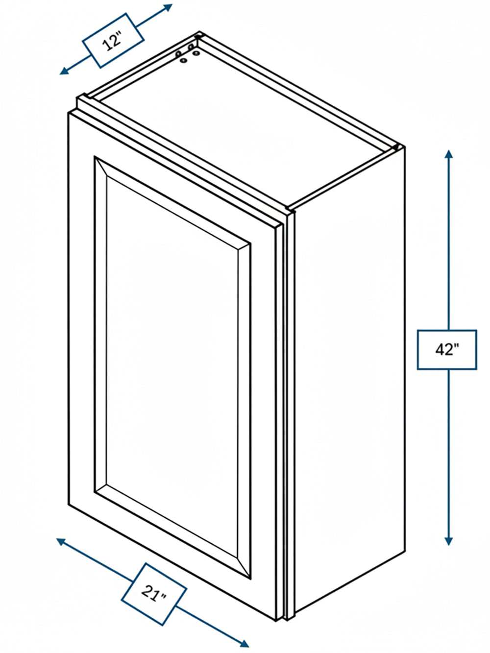 Broad Creek Blue Bevel Shaker 21 in. x 42 in. Wall Cabinet