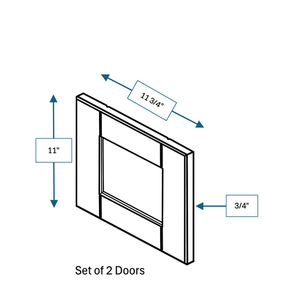 Malibu White Frosted Glass Door for 24 in. Wide x 12 in. Deep x 12 in. Tall - Wall Shaker Cabinet - 2 Pack