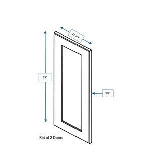 Platinum Grey Clear Glass Door for 24 in. Wide x 12 in. Deep x 30 in. Tall - Wall Shaker Cabinet - 2 Pack