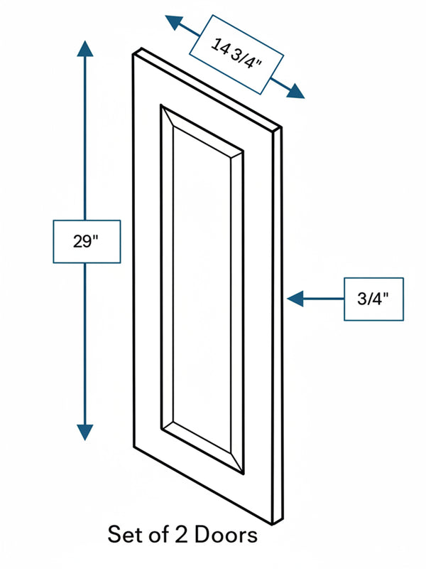 Broad Creek Blue Bevel Shaker Clear Glass Door 24 in. x 30 in. - 2 Pack