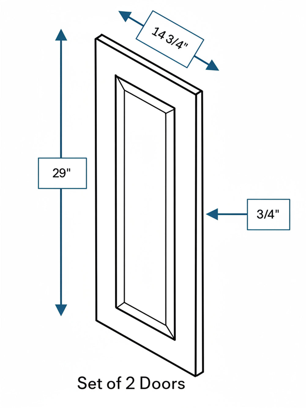 Harbour Town White Bevel Shaker Clear Glass Door 24 in. x 30 in. - 2 Pack