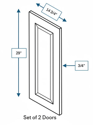 Harbour Town White Bevel Shaker Clear Glass Door 24 in. x 30 in. - 2 Pack