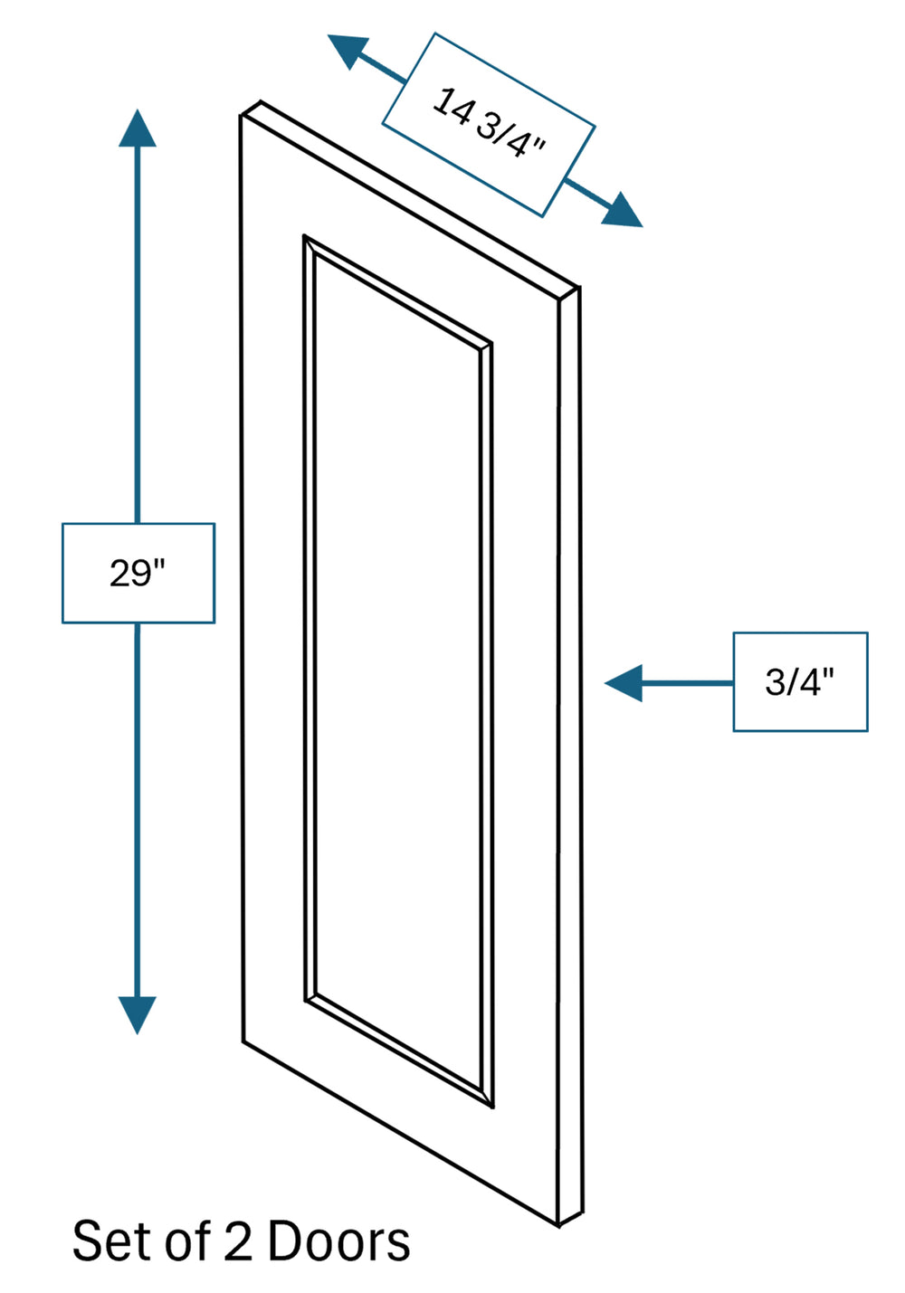 Cotswold Linen Raised Panel Clear Glass Door 2-Pack 24 in. x 30 in.