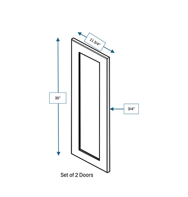 Platinum Grey Clear Glass Door for 24 in. Wide x 12 in. Deep x 36 in. Tall - Wall Shaker Cabinet - 2 Pack