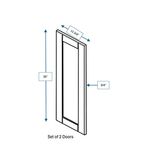 Malibu White Frosted Glass Door for 24 in. Wide x 12 in. Deep x 36 in. Tall - Wall Shaker Cabinet