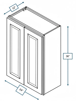 Broad Creek Blue Bevel Shaker 24 in. x 36 in. Wall Cabinet