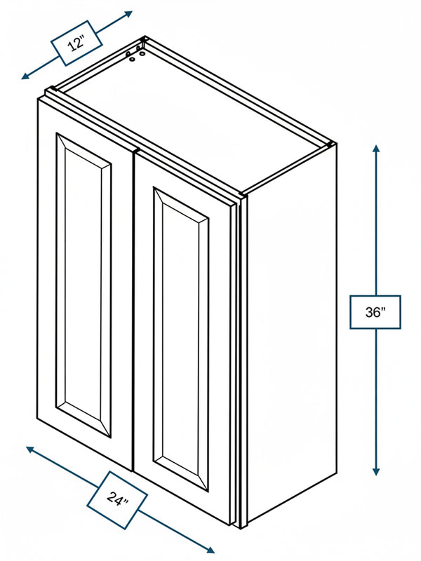 Broad Creek Blue Bevel Shaker 24 in. x 36 in. Wall Cabinet