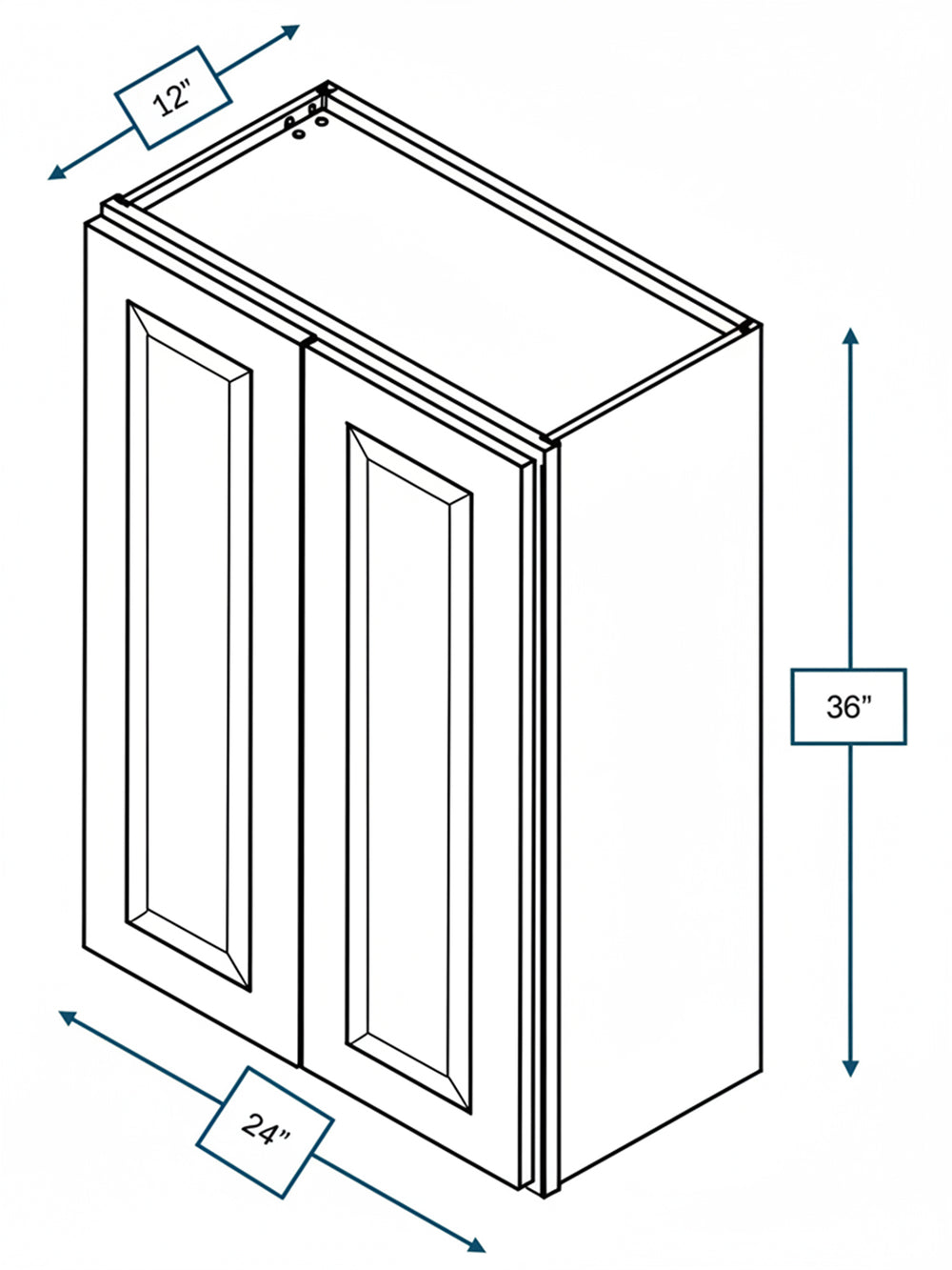 Harbour Town White Bevel Shaker 24 in. x 36 in. Wall Cabinet