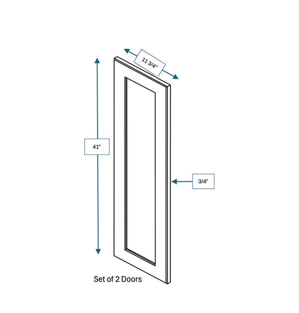 Platinum Grey Clear Glass Door for 24 in. Wide x 12 in. Deep x 42 in. Tall - Wall Shaker Cabinet - 2 Pack