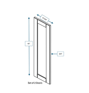 Malibu White Frosted Glass Door for 24 in. Wide x 12 in. Deep x 42 in. Tall - Wall Shaker Cabinet