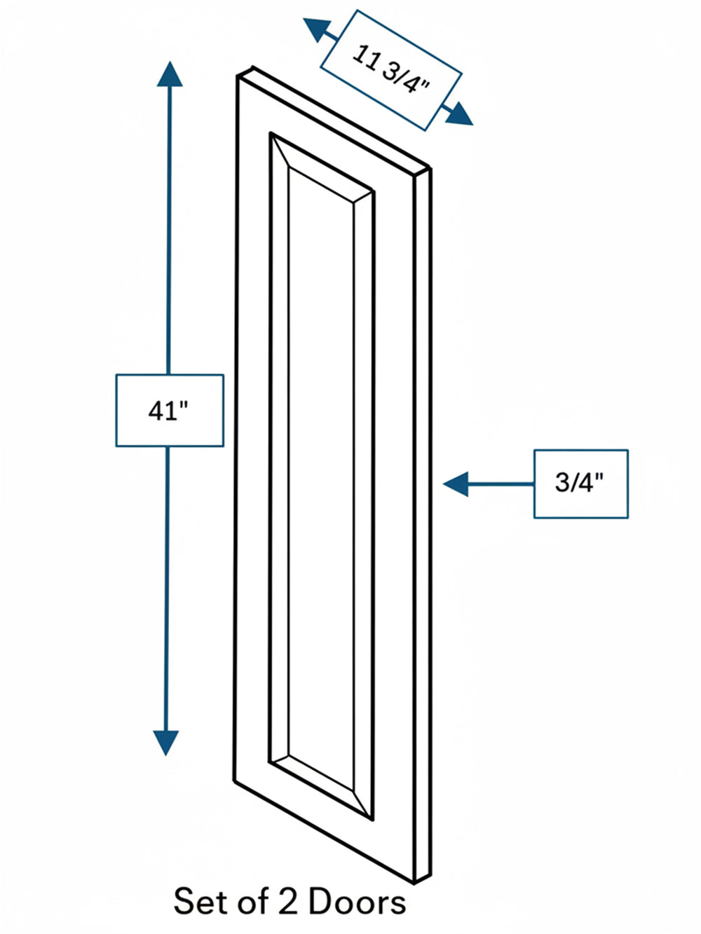 Wexford White Oak Bevel Shaker Clear Glass Door 24 in. x 42 in. - 2 Pack