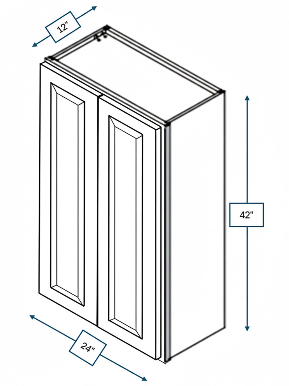 Wexford White Oak Bevel Shaker 24 in. x 42 in. Wall Cabinet