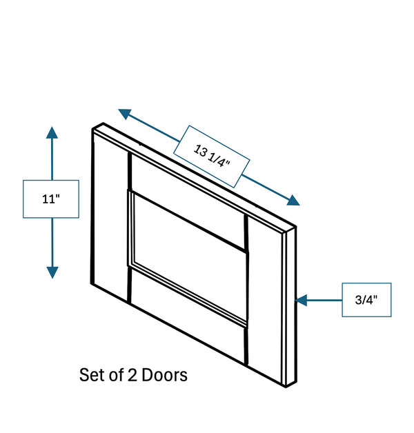 Malibu White Frosted Glass Door for 27 in. Wide x 12 in. Deep x 12 in. Tall - Wall Shaker Cabinet - 2 Pack