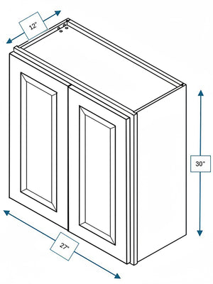 Sea Pines Green Bevel Shaker 27 in. x  30 in. Wall Cabinet