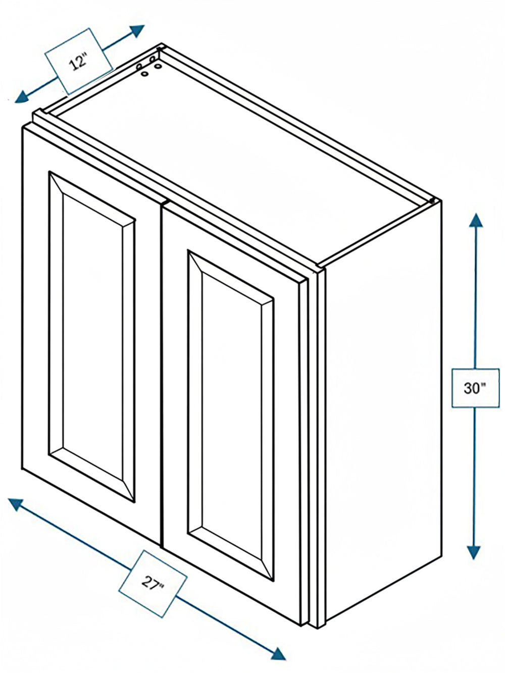 Harbour Town White Bevel Shaker 27 in. x  30 in. Wall Cabinet