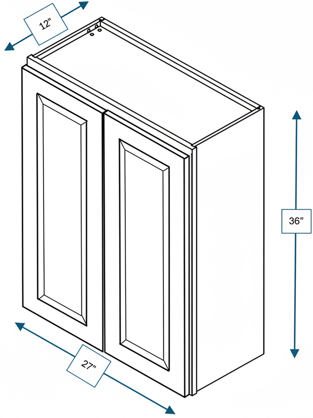Wexford White Oak Bevel Shaker 27 in. x  36 in. Wall Cabinet