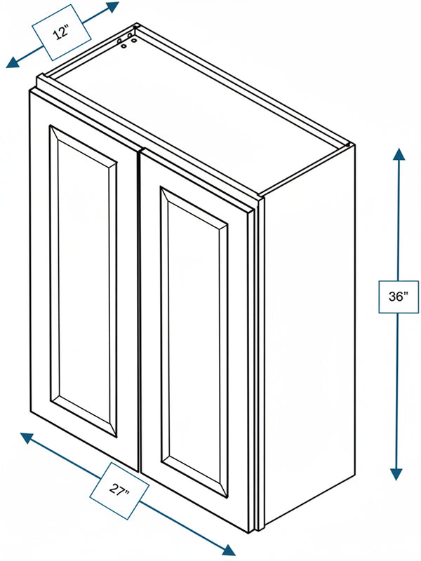 Broad Creek Blue Bevel Shaker 27 in. x  36 in. Wall Cabinet