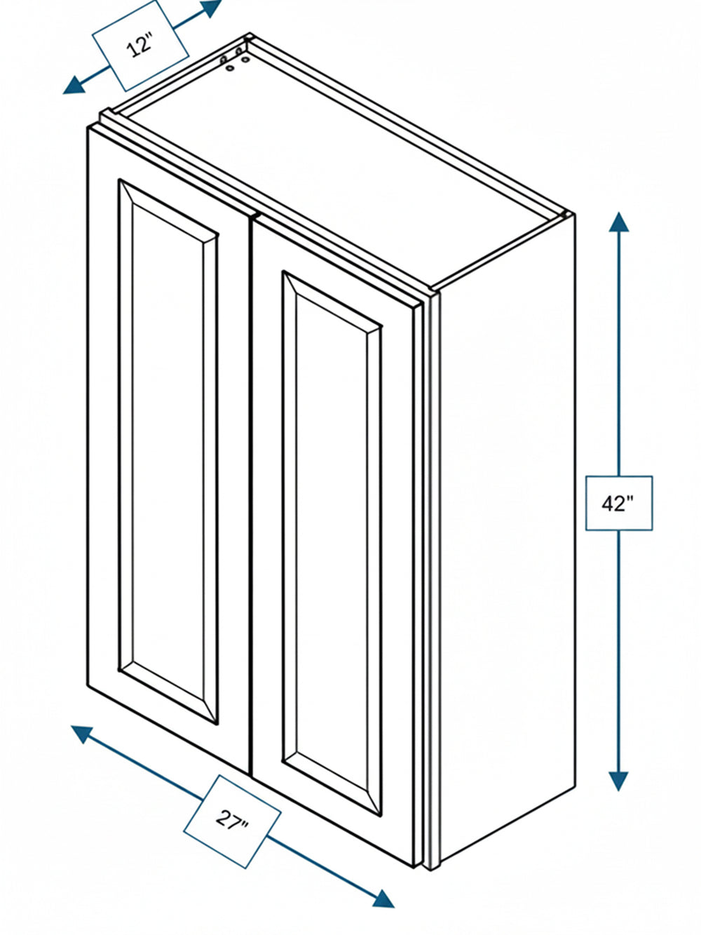 Broad Creek Blue Bevel Shaker 27 in. x  42 in. Wall Cabinet