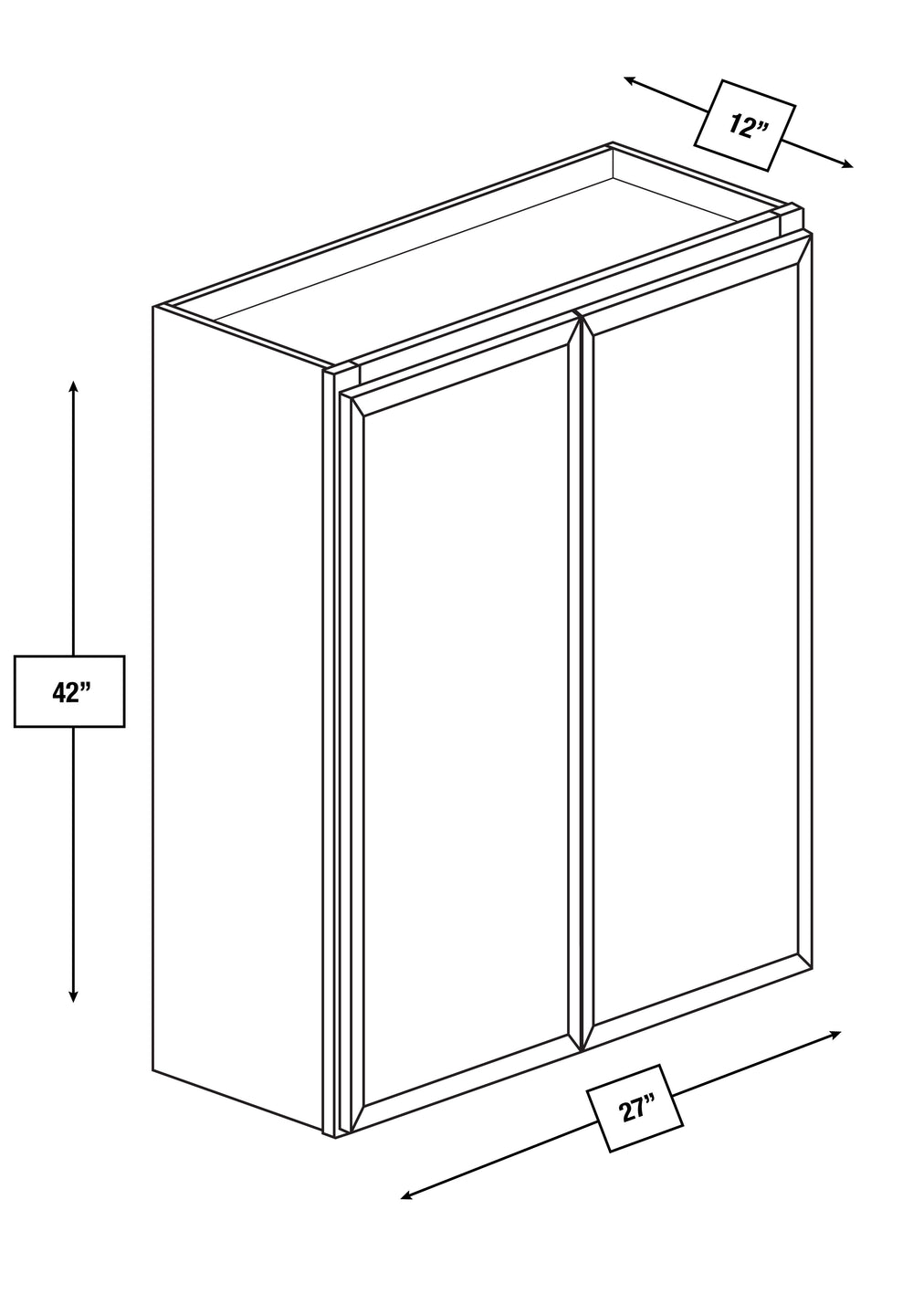 Franklin White Slim Shaker 27 in. x 42 in. Wall Cabinet