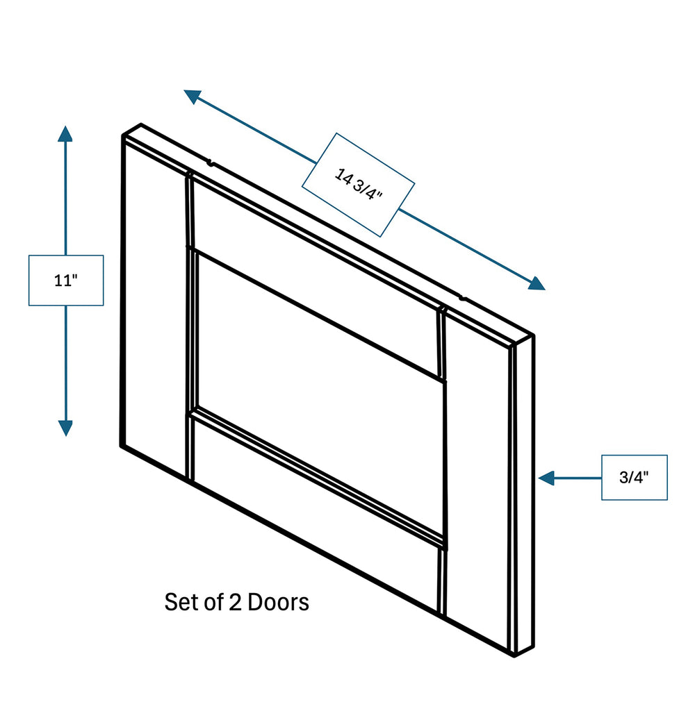 Malibu White Frosted Glass Door for 30 in. Wide x 12 in. Deep x 12 in. Tall - Wall Shaker Cabinet - 2 Pack