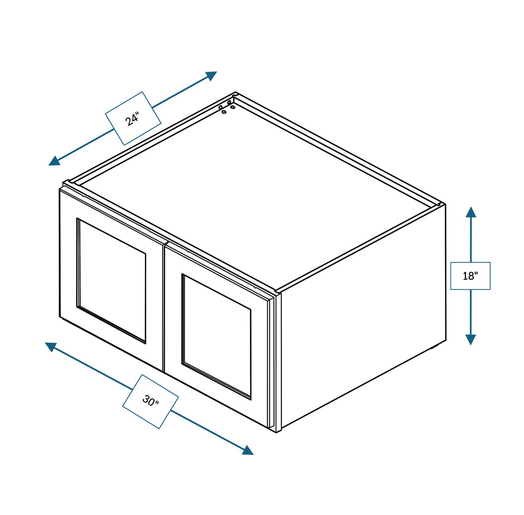 Platinum Grey Shaker Wall Cabinets Double Depth 30 in. x 18 in. x 24 in.