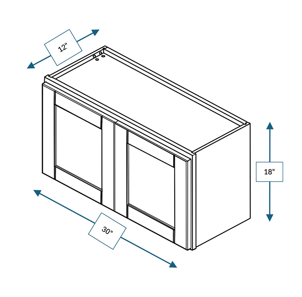 Malibu White 30 in. Wide x 12 in. Deep x 18 in. Tall - Wall Shaker Cabinet