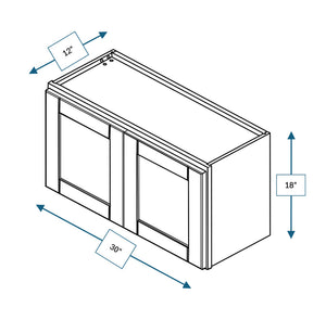 Malibu White 30 in. Wide x 12 in. Deep x 18 in. Tall - Wall Shaker Cabinet