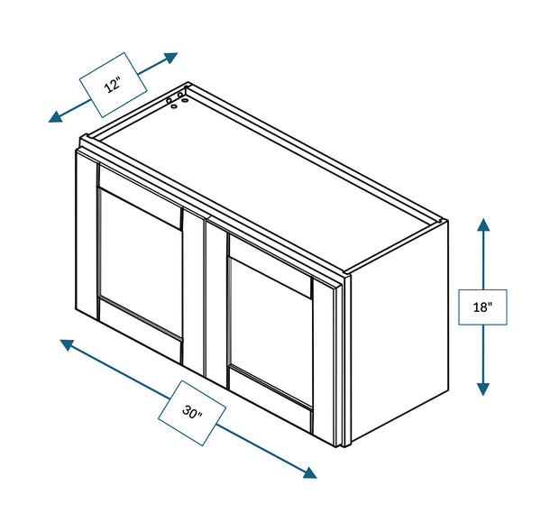 Malibu White 30 in. Wide x 12 in. Deep x 18 in. Tall - Wall Shaker Cabinet