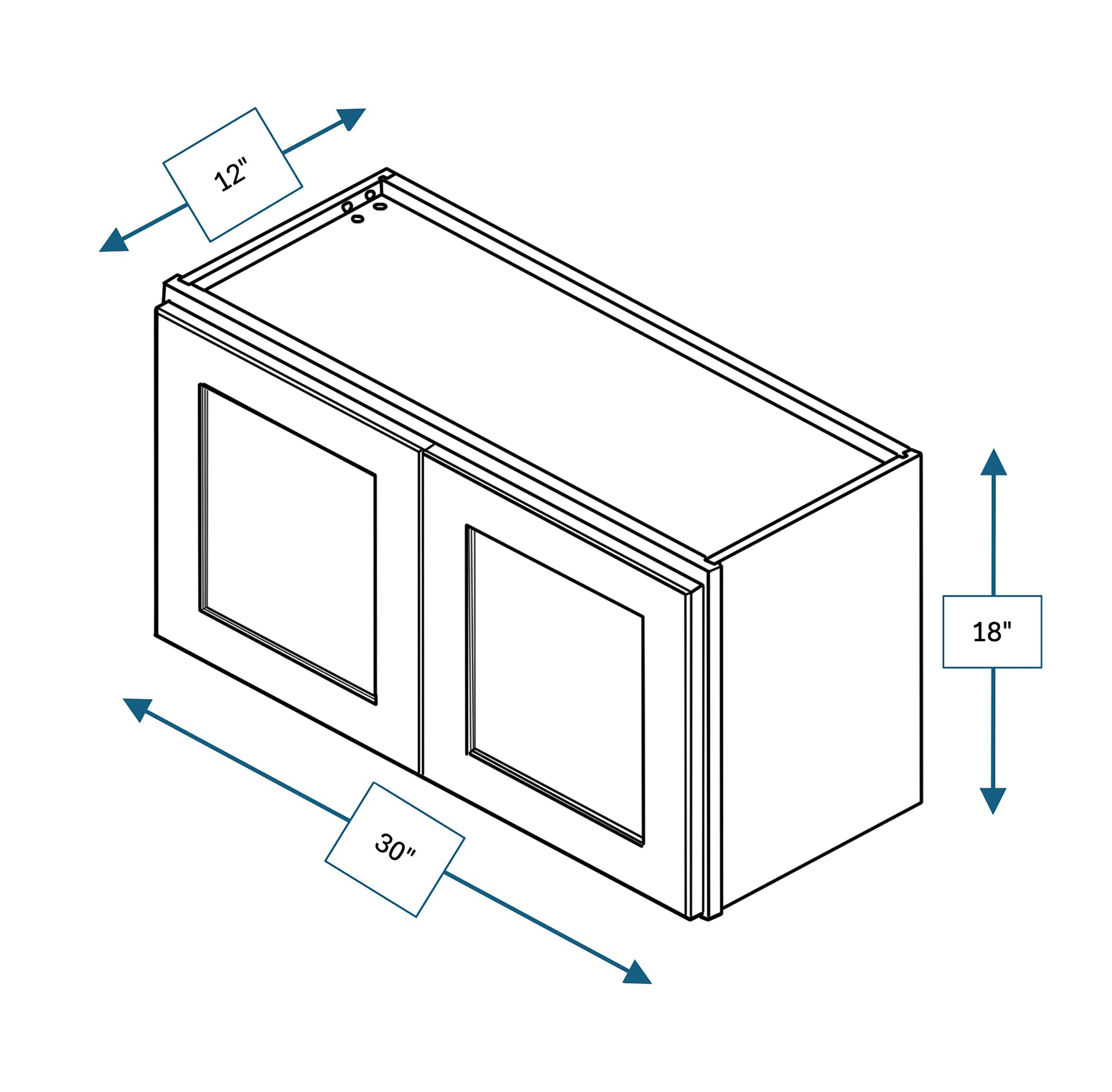 Annapolis Blue Shaker 30 in. x 18 in. Wall Cabinet | Cabinets To Go, image size:2100x2062