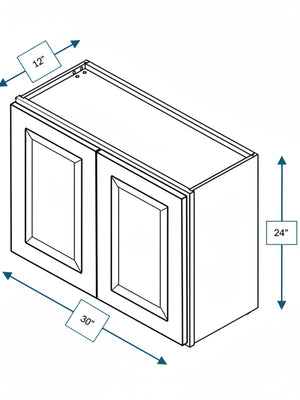Broad Creek Blue Bevel Shaker 30 in. x 24 in. Wall Cabinet